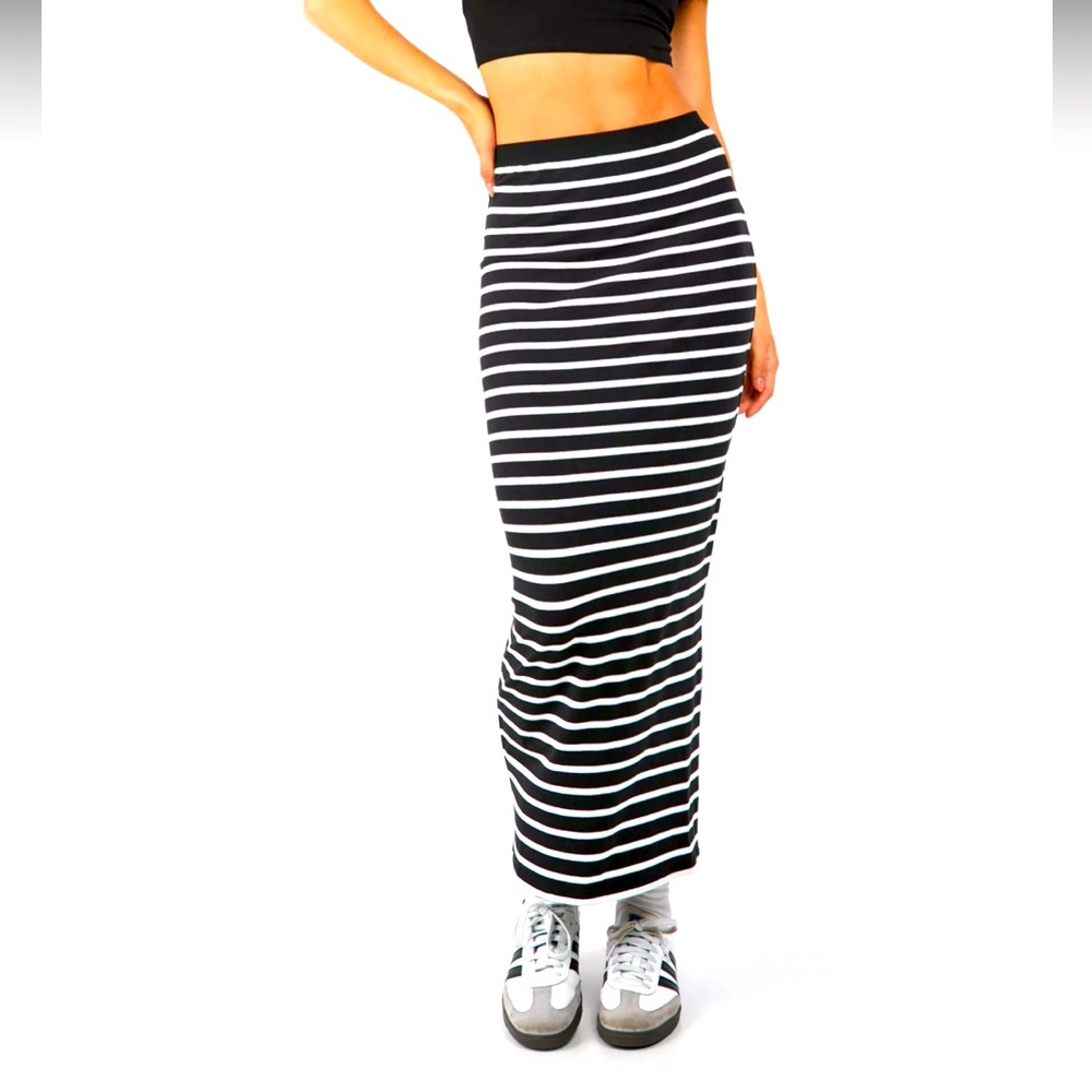 Stripe Bodycon Midi Skirt